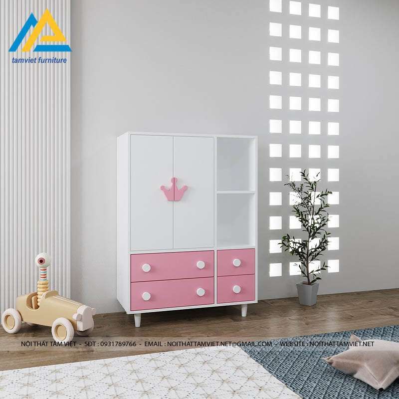 Tủ đồ cho bé gái gỗ công nghiệp TTE-906