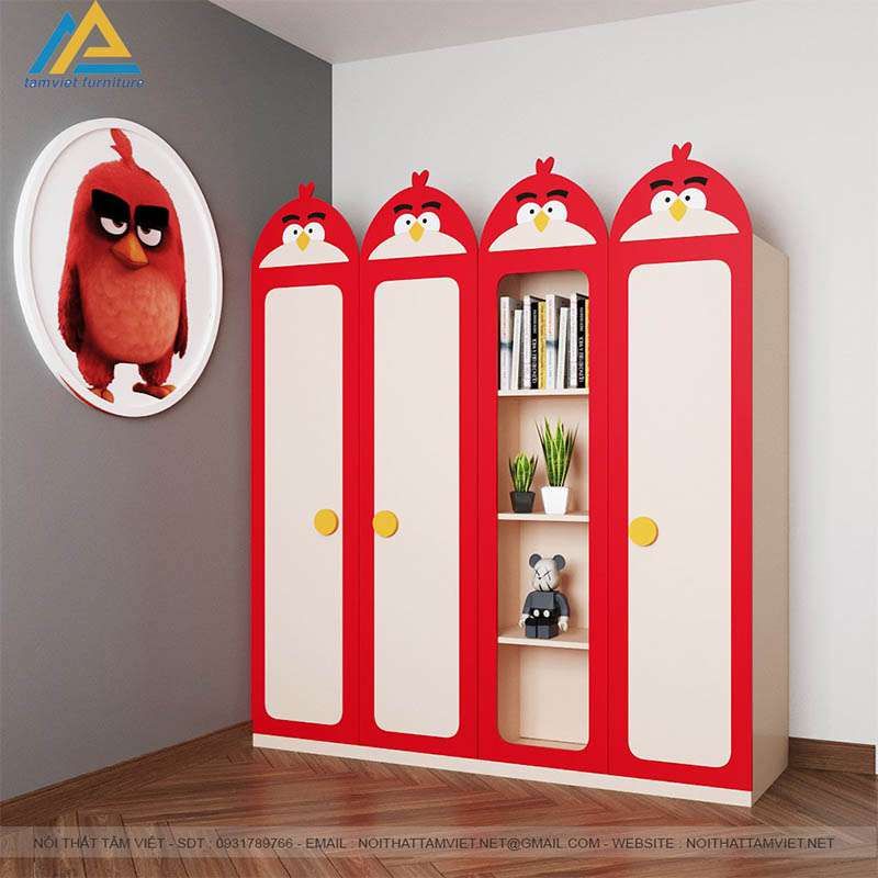 tu-do-tre-em-bang-go-TTE-1604.jpg Tủ quần áo Angry Bird siêu xinh xắn