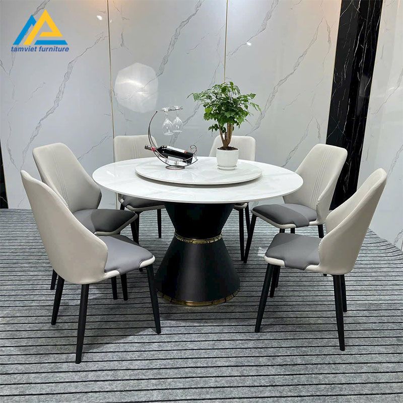 Bàn ghế ăn tròn 6 ghế BGA-42