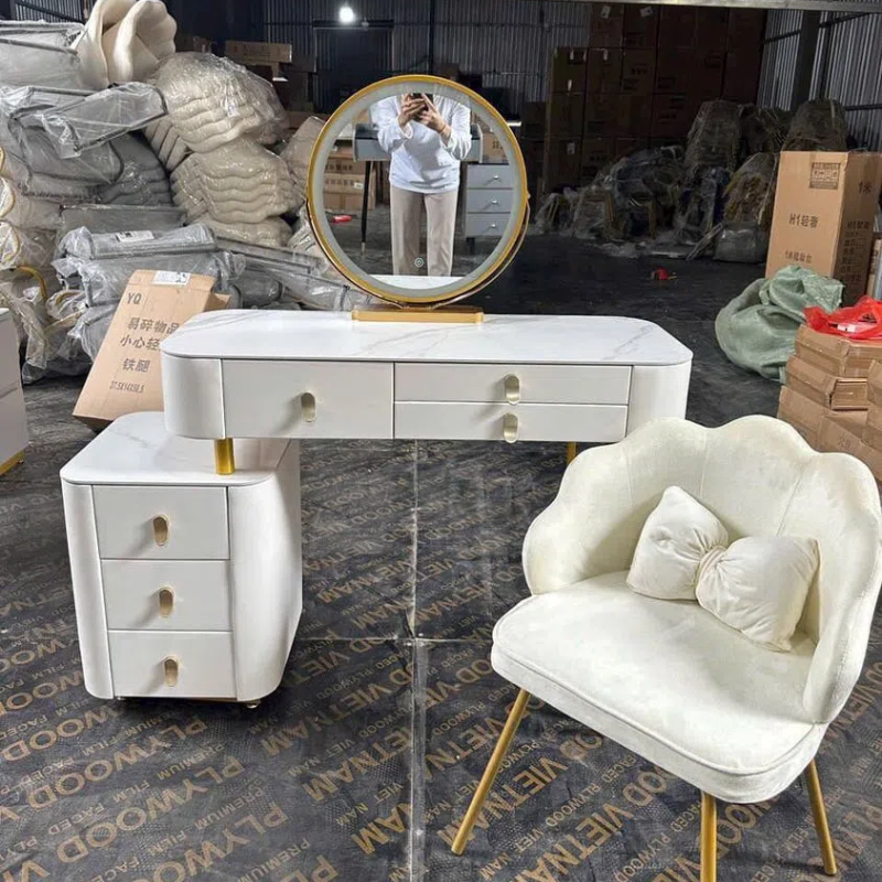 Bàn phấn nhập khẩu mặt kính gỗ công nghiệp BTD-16