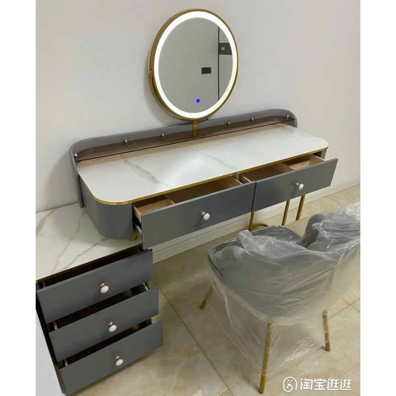 Bàn trang điểm cảm ứng mặt gỗ giả đá BTD-28