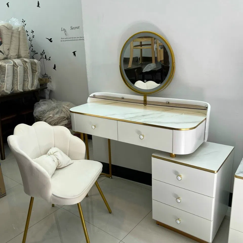 Bàn trang điểm cảm ứng mặt gỗ giả đá BTD-30