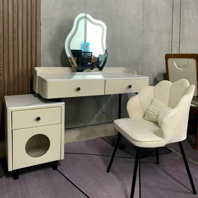 Bàn trang điểm cảm ứng mặt gỗ giả đá BTD-32