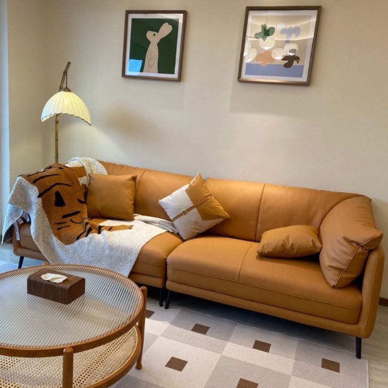 Bộ sofa văng da màu cam SD-18
