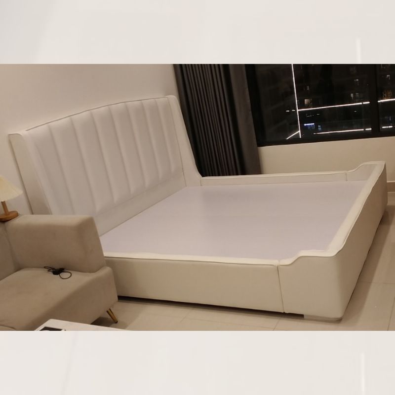 Giường bọc nệm da gỗ công nghiệp GB-29