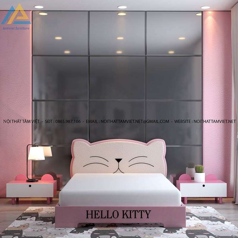 Giường cho bé gỗ công nghiệp bọc da GTE-1202