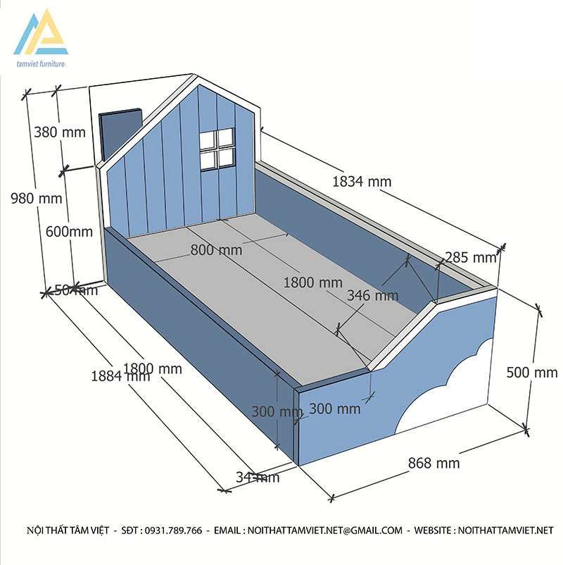 Giường cho bé sơ sinh gỗ công nghiệp GTE-802