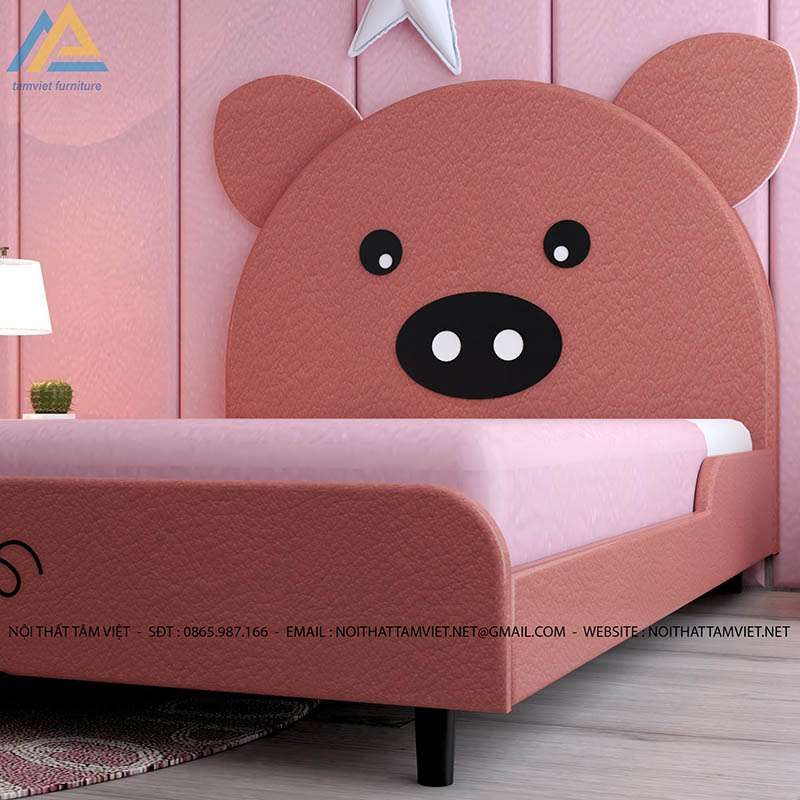 Giường cho trẻ em gỗ công nghiệp bọc da GTE-1207
