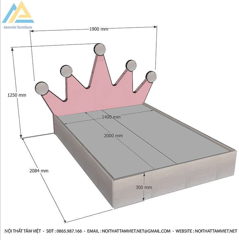 Giường ngủ trẻ em bằng gỗ công nghiệp bọc da GTE-1204