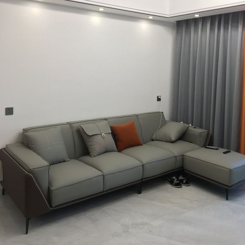 Sofa da cao cấp chữ L chân sắt SD-33