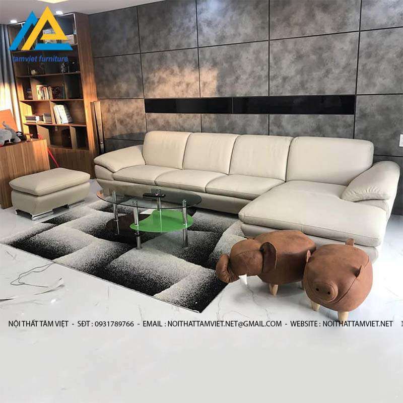 sofa da màu trắng