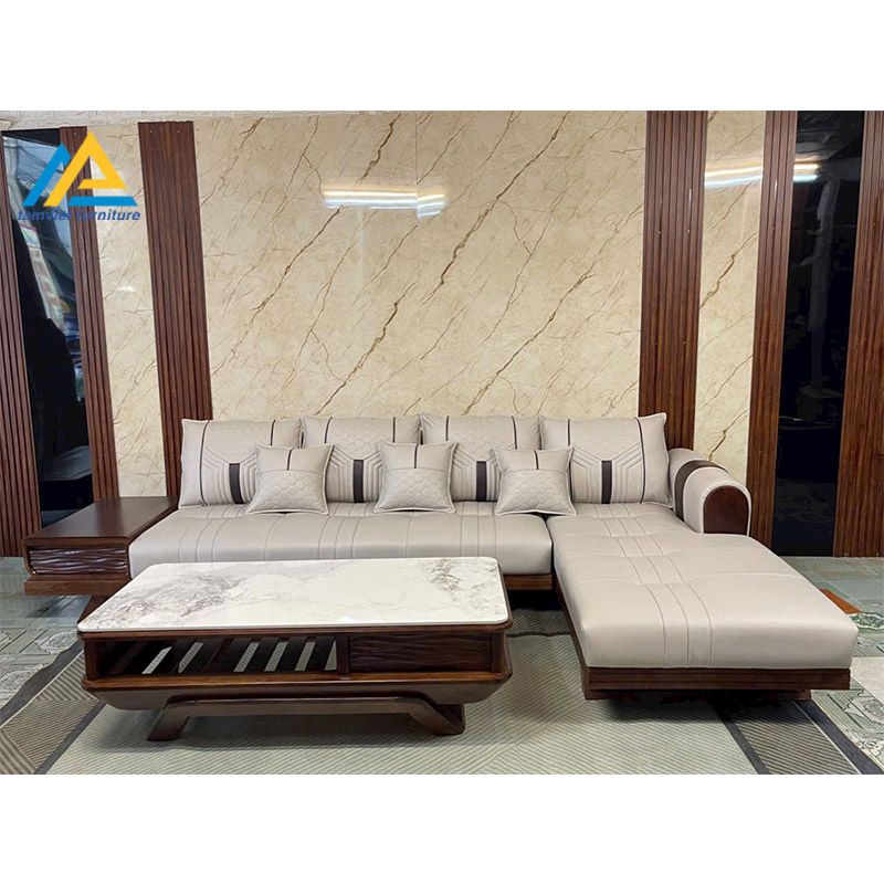 Sofa gỗ nệm da SG-18