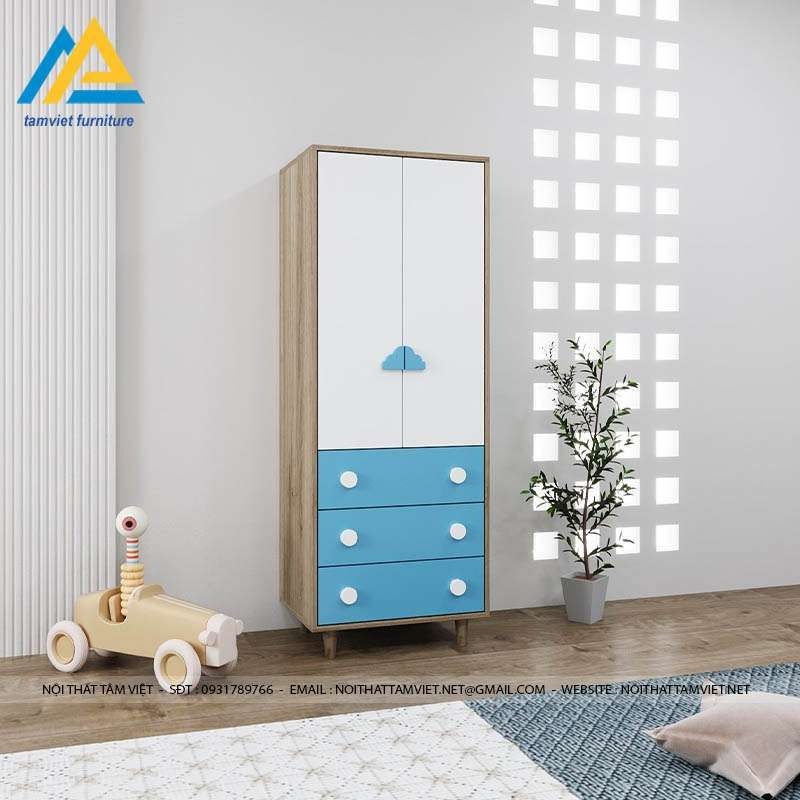 Tủ áo quần em bé gỗ công nghiệp TTE-6014